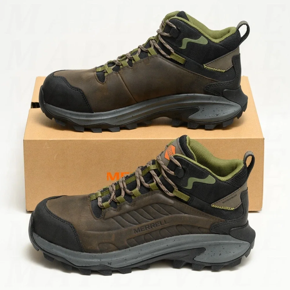 Merrell Moab Speed 2 LX Mid CF Men's Sz 10 Waterproof Work Boots Wide Dark Taupe